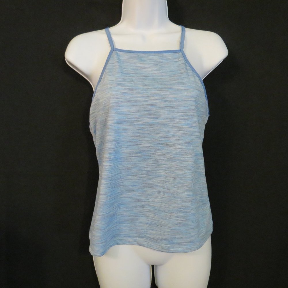 Outdoor Voices tank top M Blue Racer back Strappy sleeveless Built in shelf bra